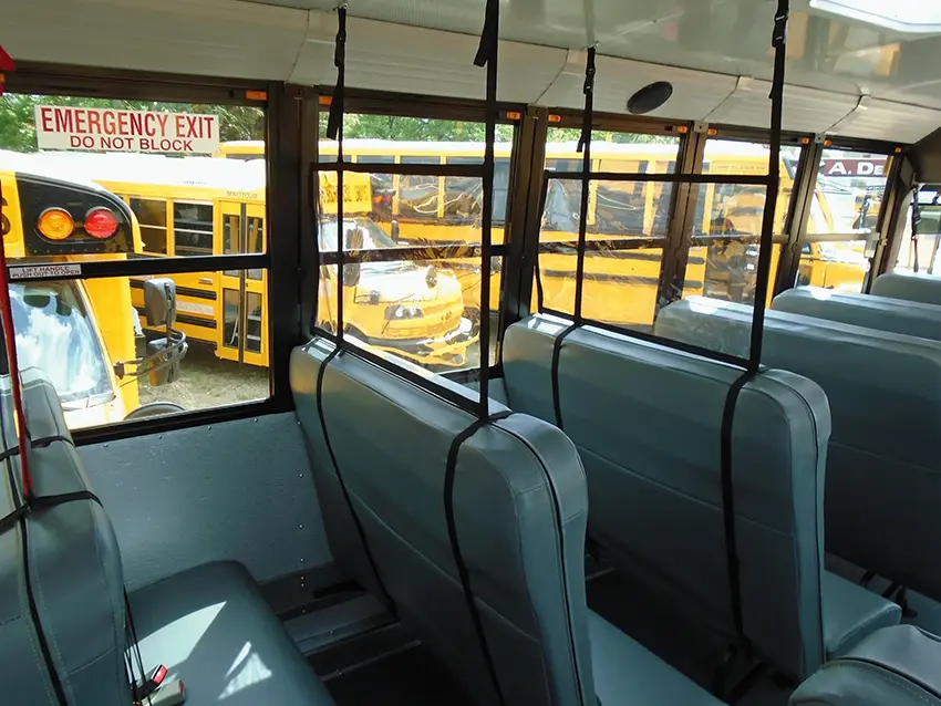 Soft Shield installed between school bus seats