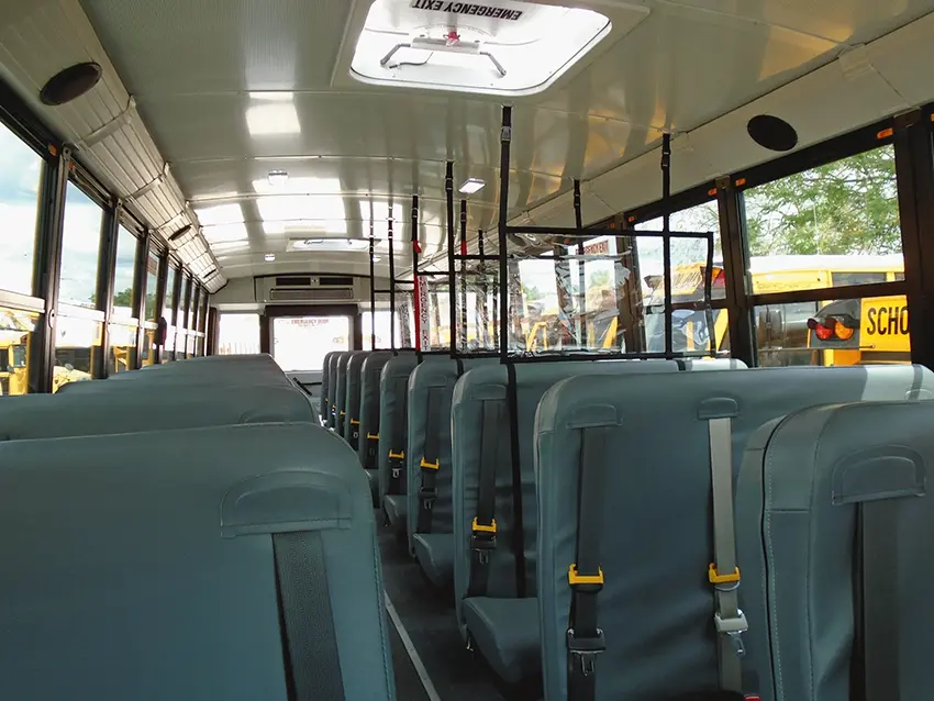 Soft Shield panels configured throughout an actual school bus interior